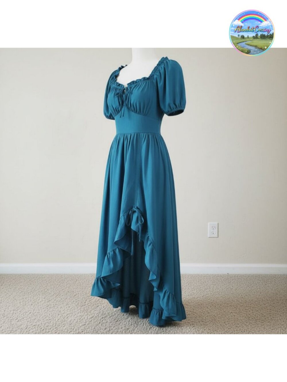 Women's Victorian Renaissance Medieval Costume Corset Ruffle Maxi Dress